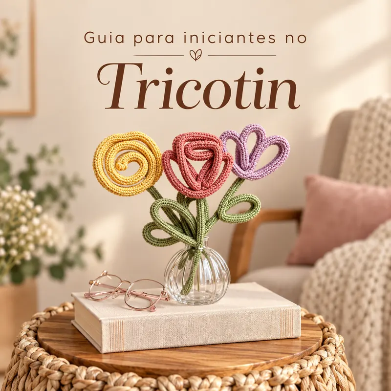 Guia para iniciantes no tricotin com flores em arame