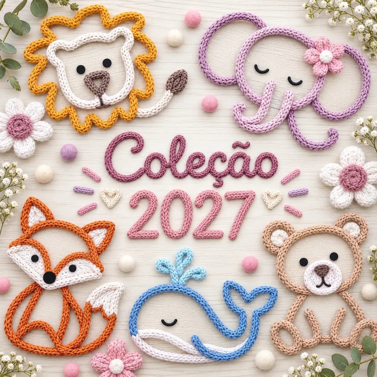 Coleção 2027 de moldes de arte em arame com animais fofos de tricotin